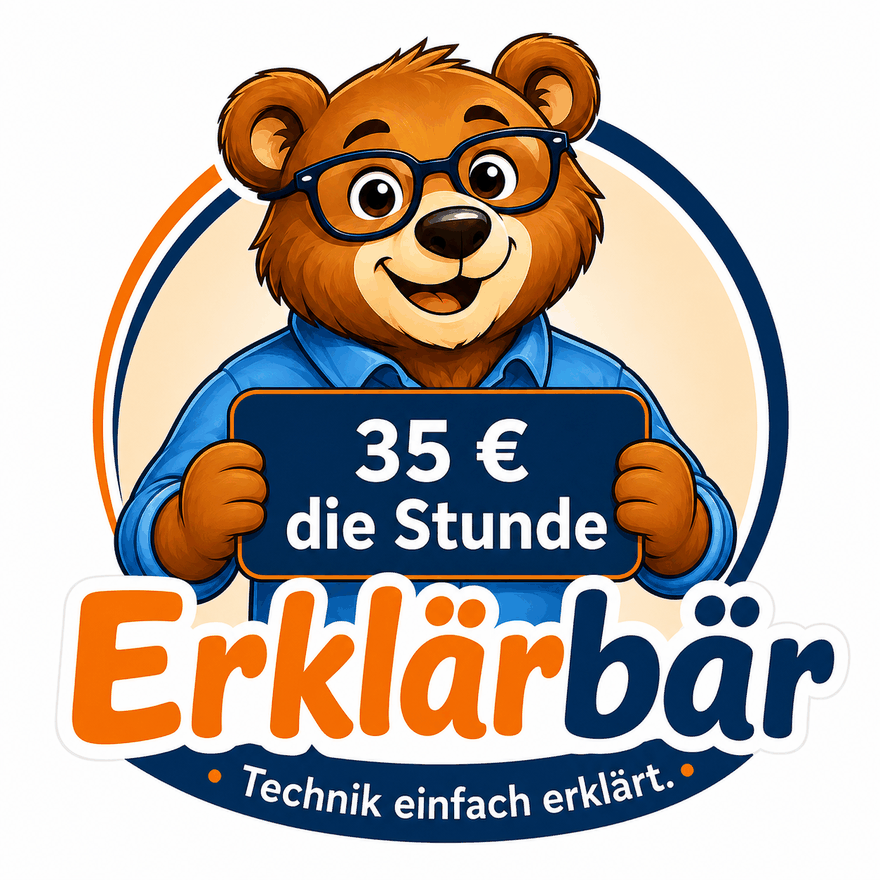 Erkl&auml;rb&auml;r h&auml;lt eine Tafel mit dem Preis 35 Euro die Stunde