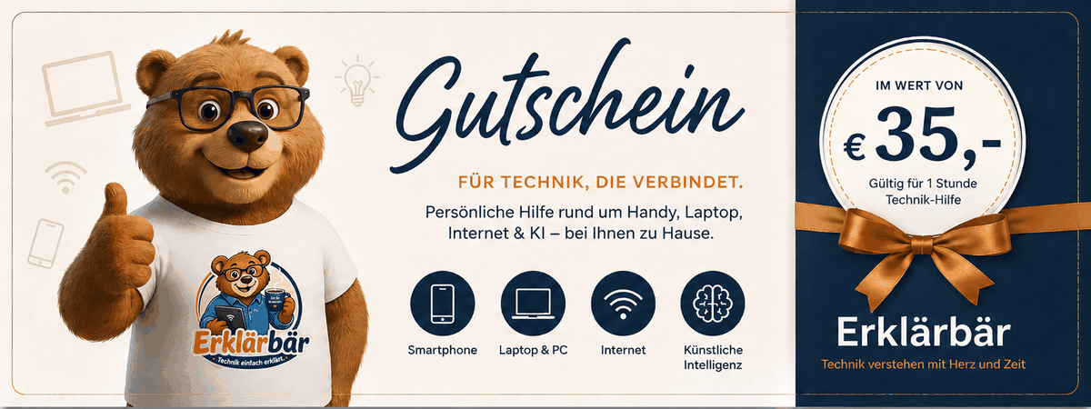 Erkl&auml;rb&auml;r Gutschein im Wert von 35 Euro f&uuml;r eine Stunde Technik-Hilfe